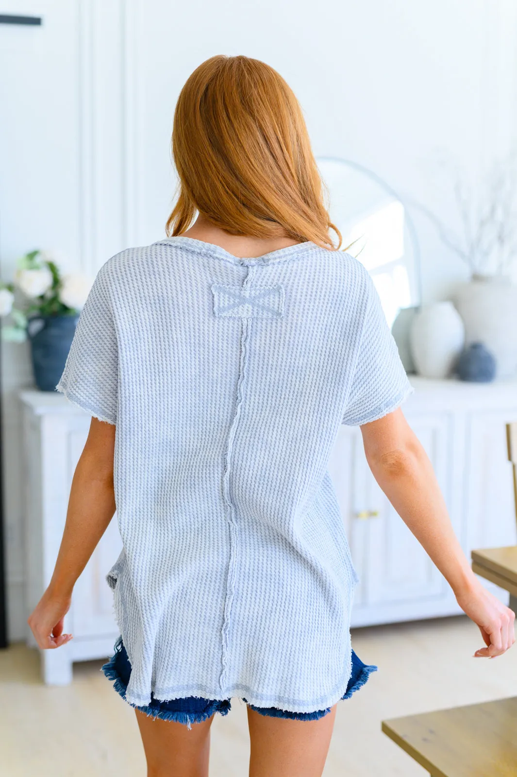 A Wink and a Smile Waffle Knit Top in Light Grey