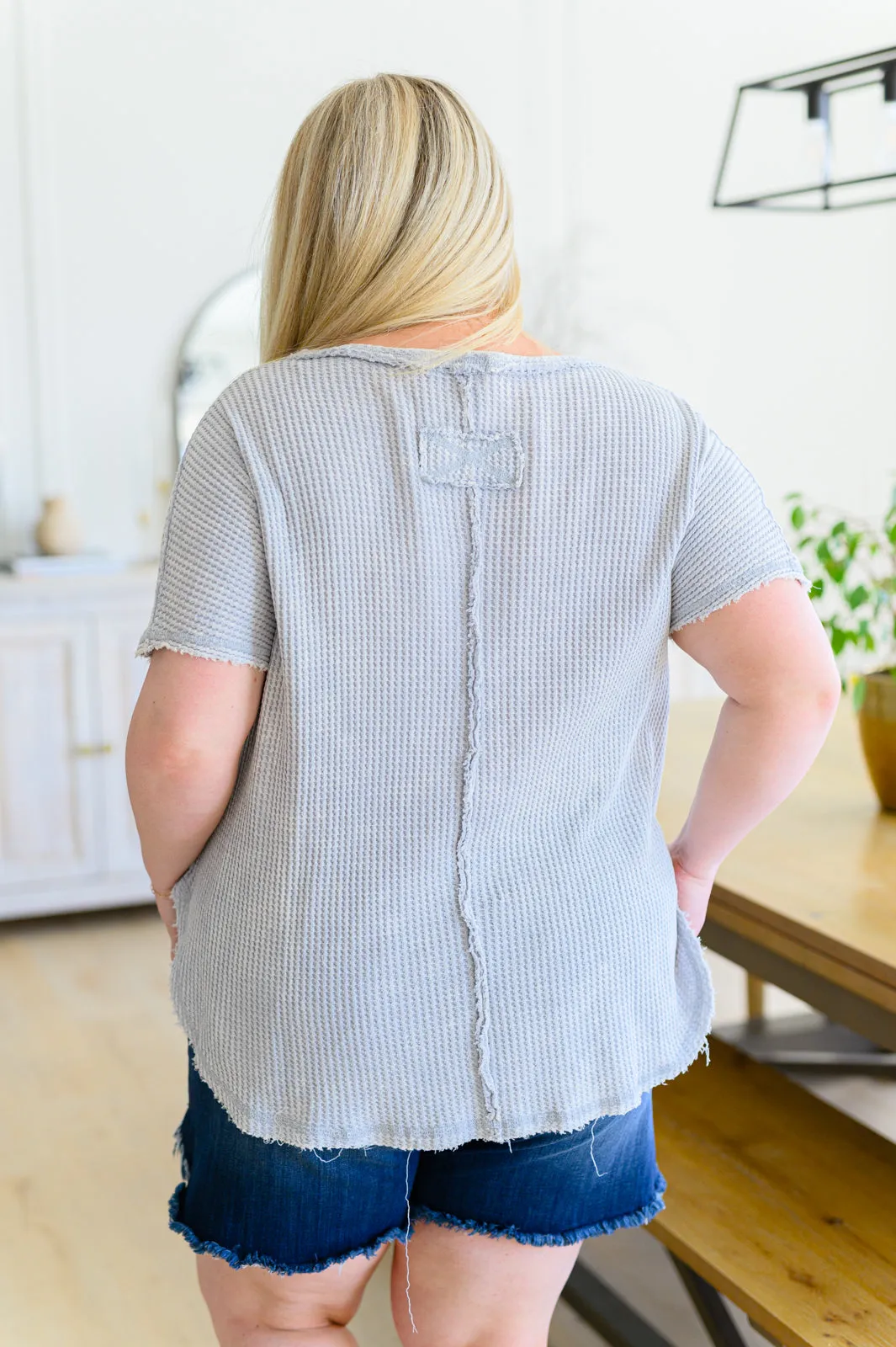 A Wink and a Smile Waffle Knit Top in Light Grey