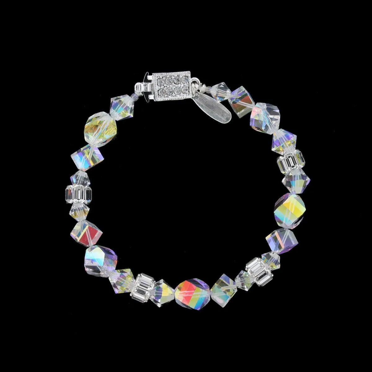 AB Crystal Bracelet with Baguette Rondelles