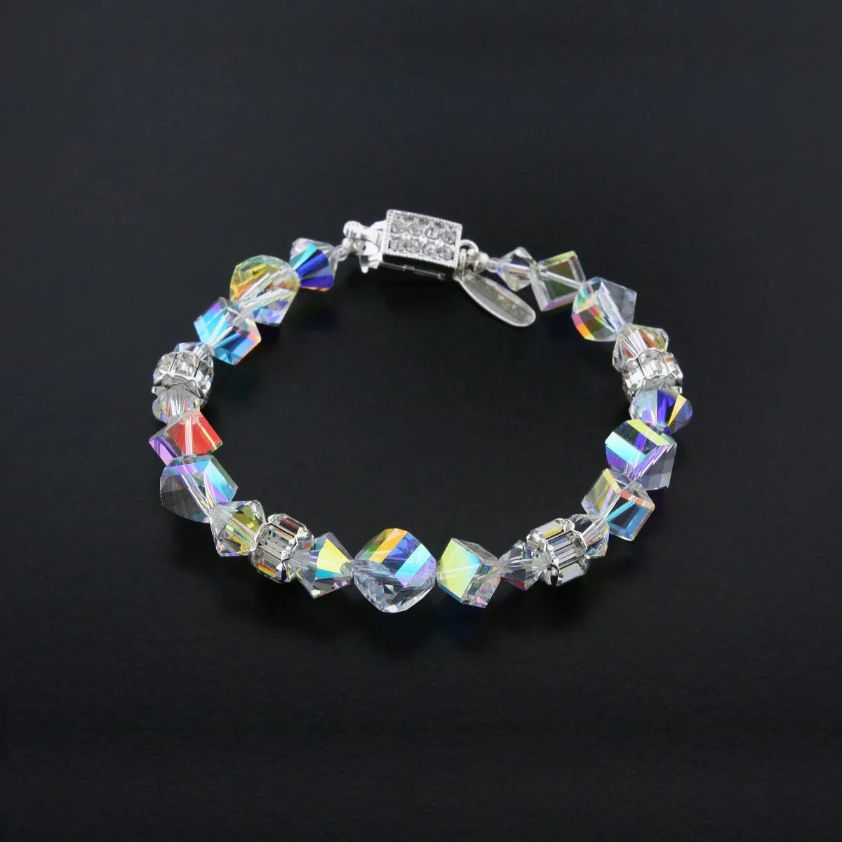 AB Crystal Bracelet with Baguette Rondelles