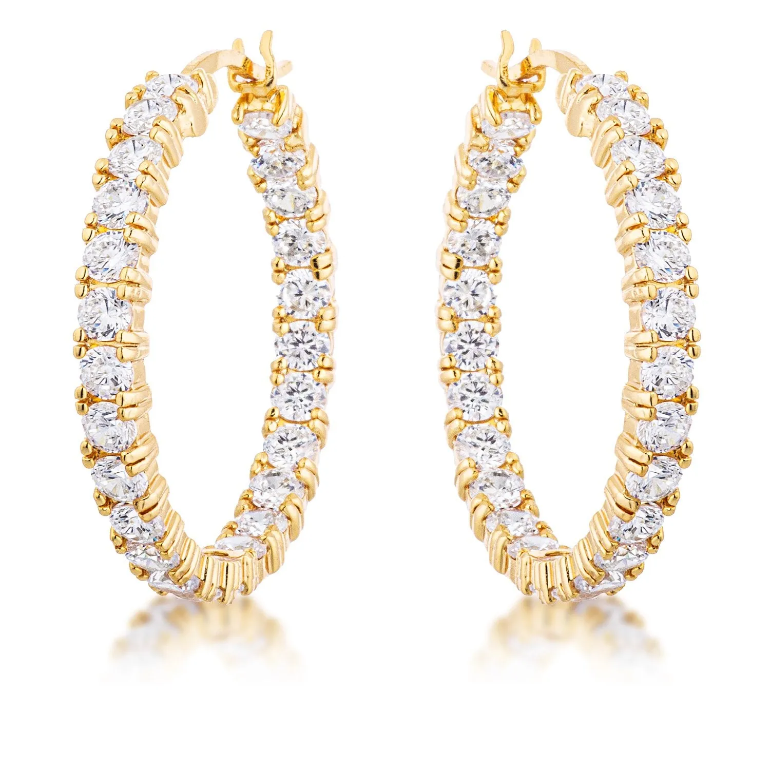 Abella Round Eternity Silver Hoop Earrings | 5.5ct