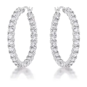 Abella Round Eternity Silver Hoop Earrings | 5.5ct