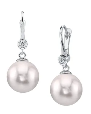 Akoya Pearl & Diamond Bezel Earrings