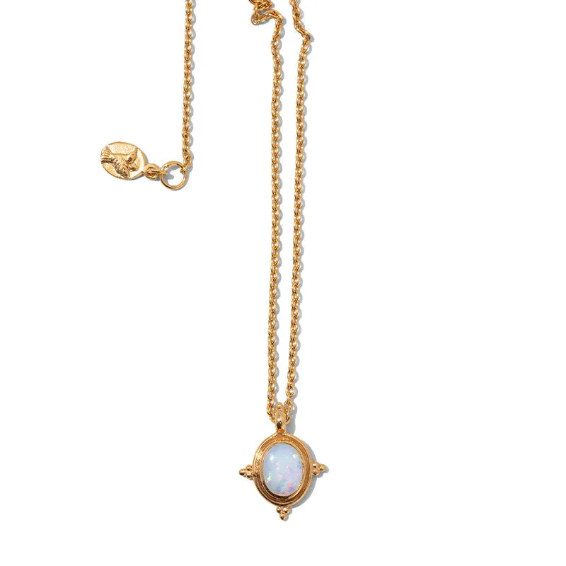 Alexa Necklace, White Opal, Gold