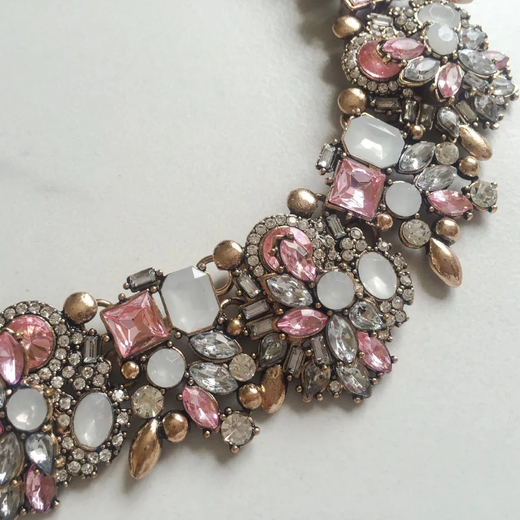 ALISSA Pink Statement Rhinestone Choker