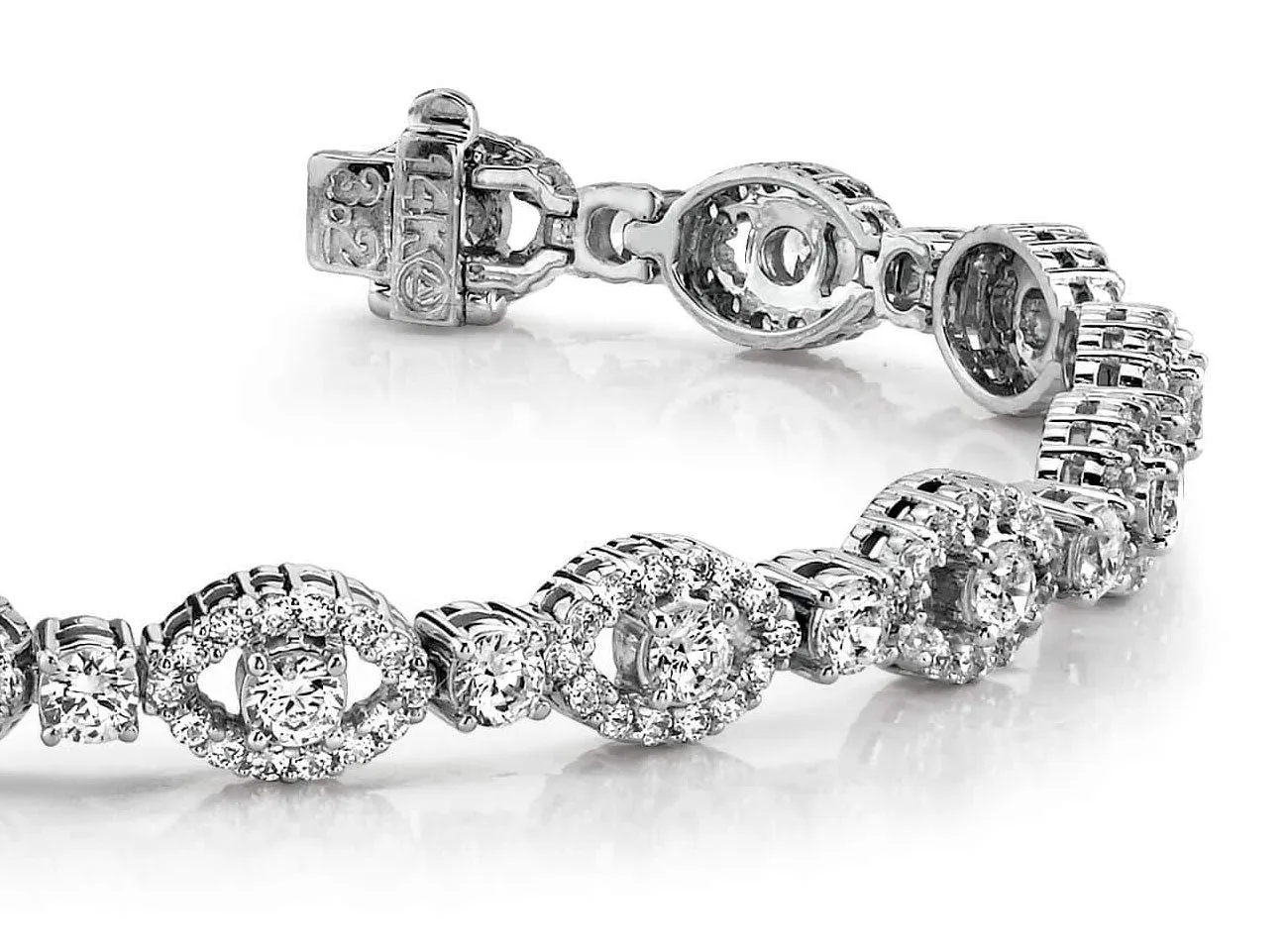 Almond Link Diamond Bracelet with 4.18 ct.(finished) 1.2mm, 2.7mm