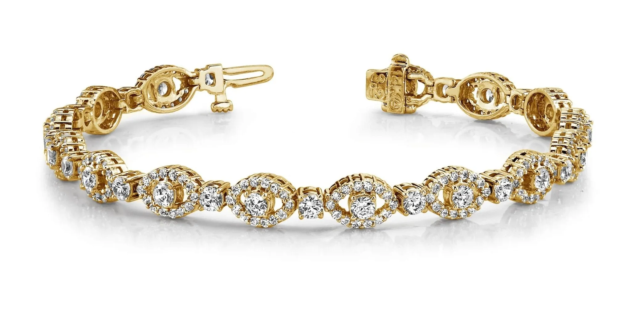 Almond Link Diamond Bracelet with 4.18 ct.(finished) 1.2mm, 2.7mm