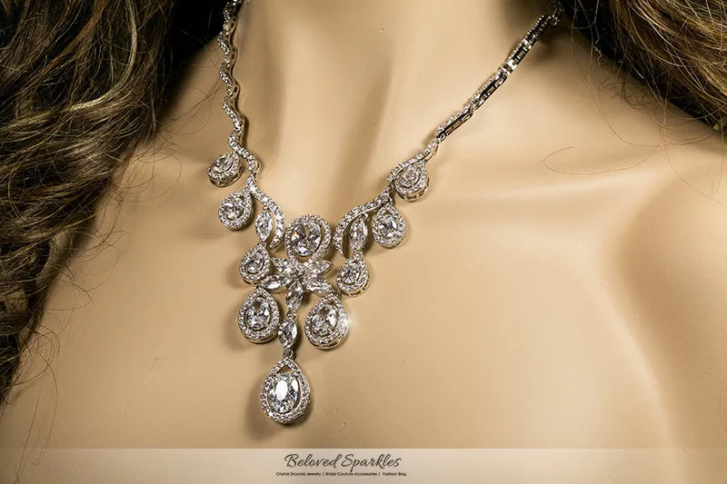 Amadela Vintage Teardrop Necklace Set | 80 Carat | Cubic Zirconia