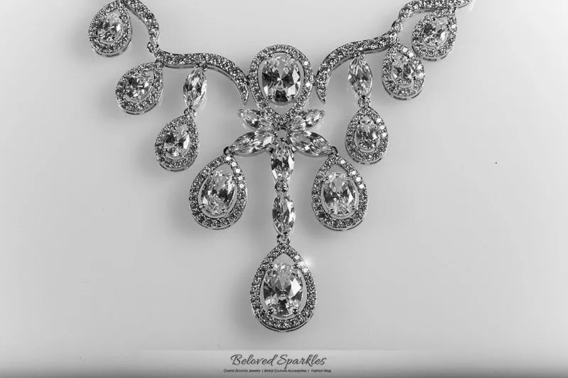 Amadela Vintage Teardrop Necklace Set | 80 Carat | Cubic Zirconia