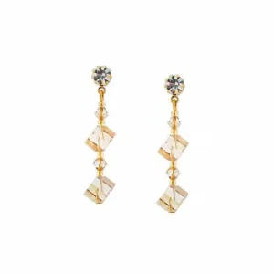 Amber Crystal Cube Earrings