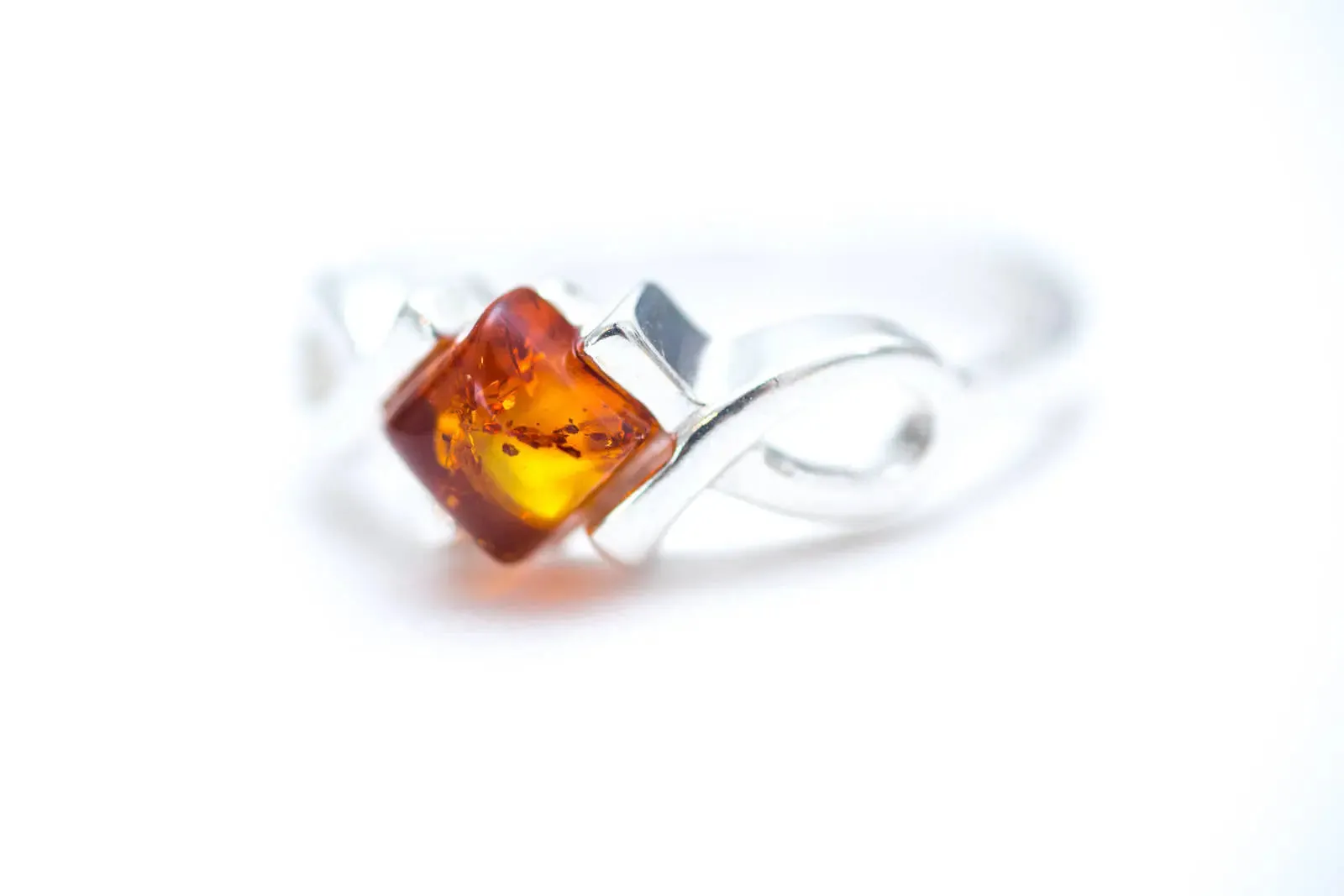 Amber Diamond Infinity Ring