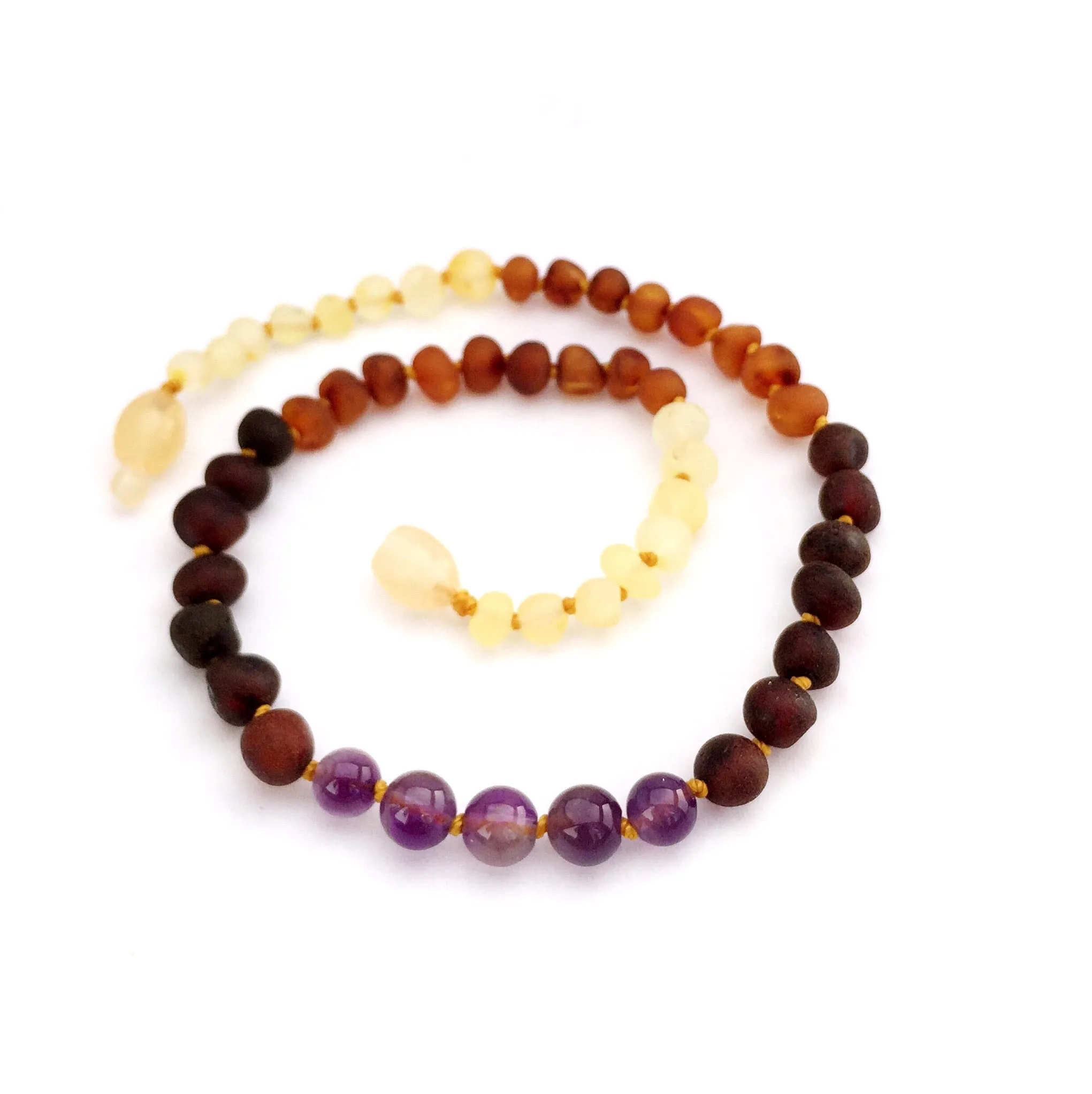 Amber Goose Amber Necklace - Raw Rainbow with Amethyst