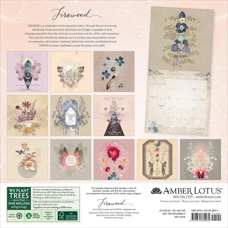 Amber Lotus Fireweed 2024 Wall Calendar: Higher Love