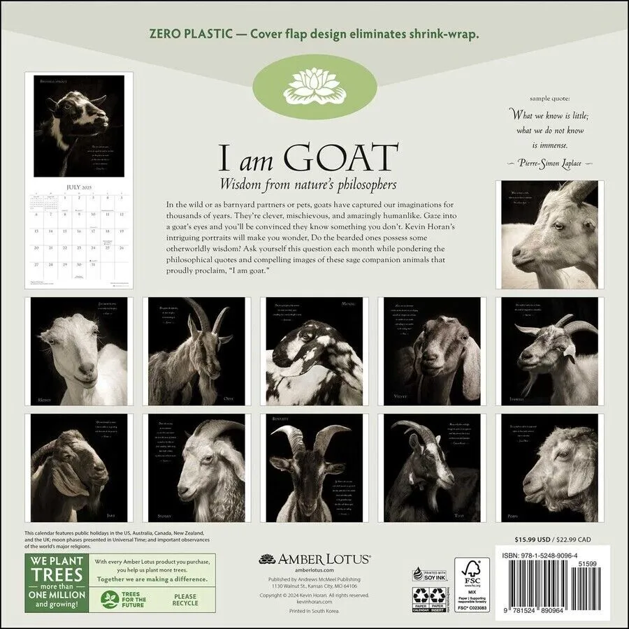 Amber Lotus I Am Goat 12x12 2025 Wall Calendar