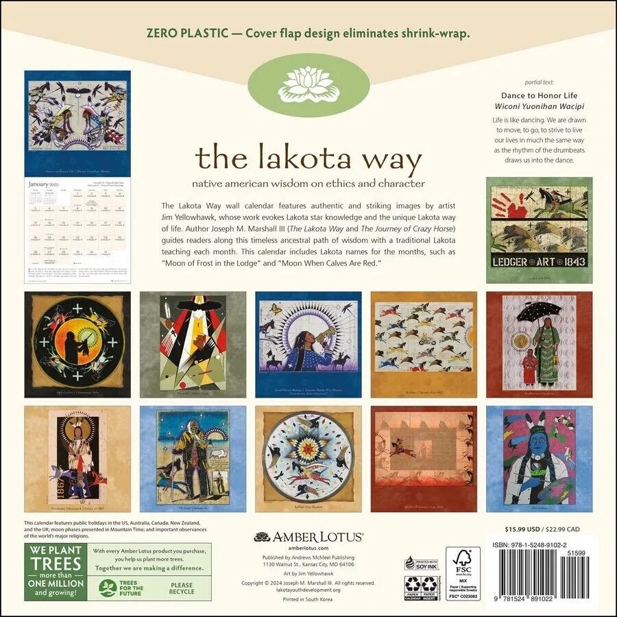 Amber Lotus The Lakota Way 12x12 2025 Wall Calendar