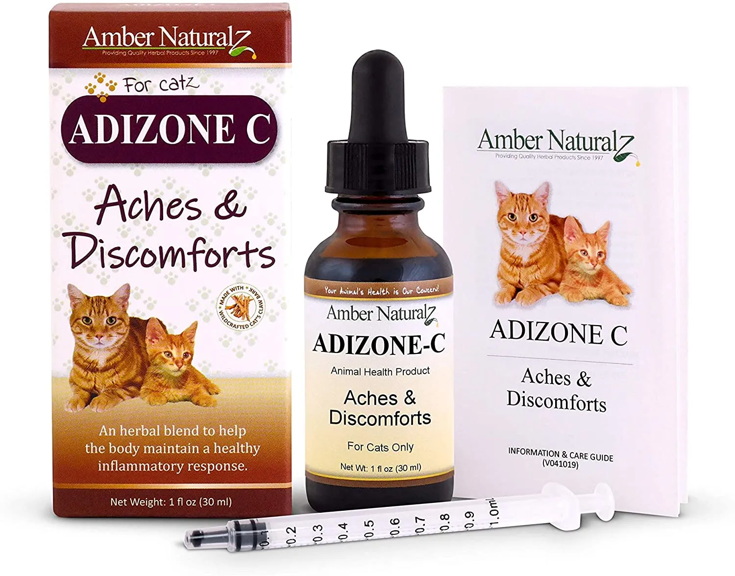 Amber Naturalz Adizone C: Aches & Discomforts - for Cats, 1 Ounce