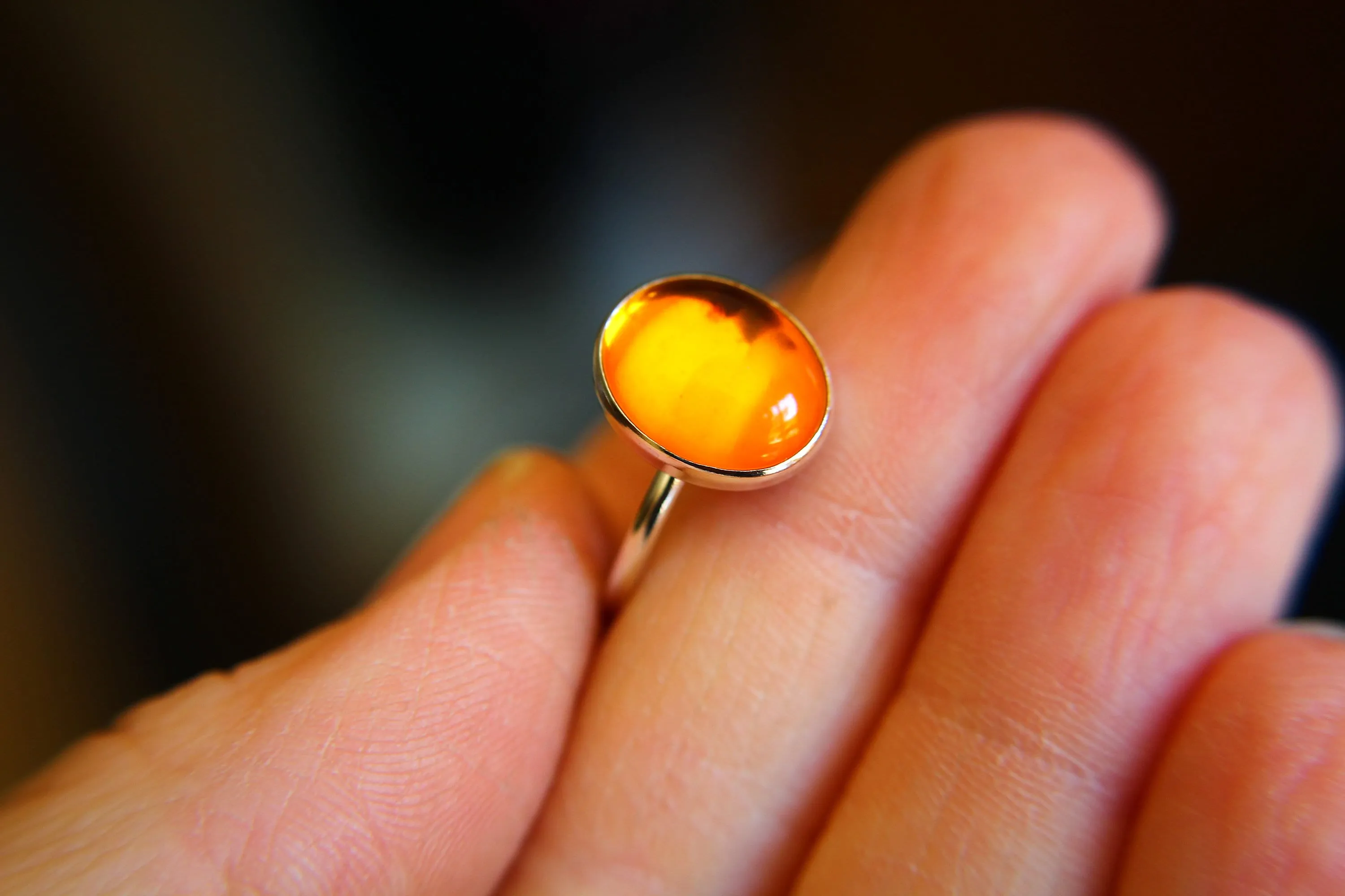 Amber Ring, Gemstone Ring, Large Amber Ring, Baltic Amber, Modern, Simple, Everyday, Gift, Gemstone Jewelry, Natural Stone, Cocktail Ring