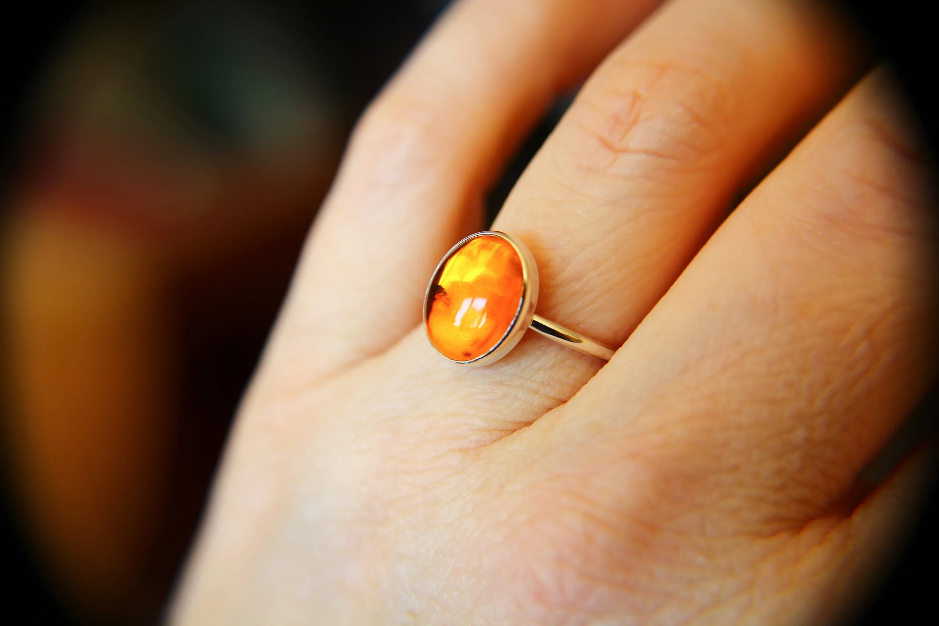 Amber Ring, Gemstone Ring, Large Amber Ring, Baltic Amber, Modern, Simple, Everyday, Gift, Gemstone Jewelry, Natural Stone, Cocktail Ring