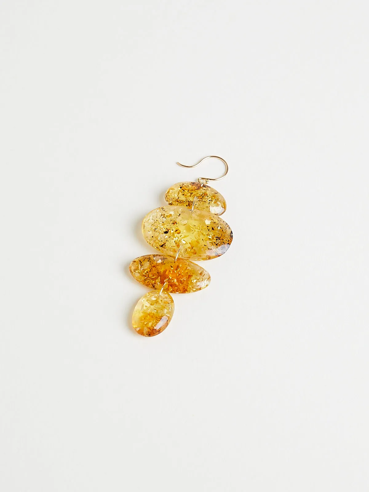 Amber Small Oval Totem Earrings on 18k Yellow Gold