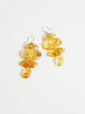 Amber Small Oval Totem Earrings on 18k Yellow Gold