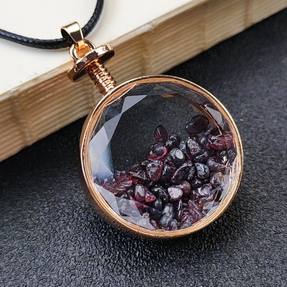 Amethyst Tourmaline Pendant Drift Bottle Necklace