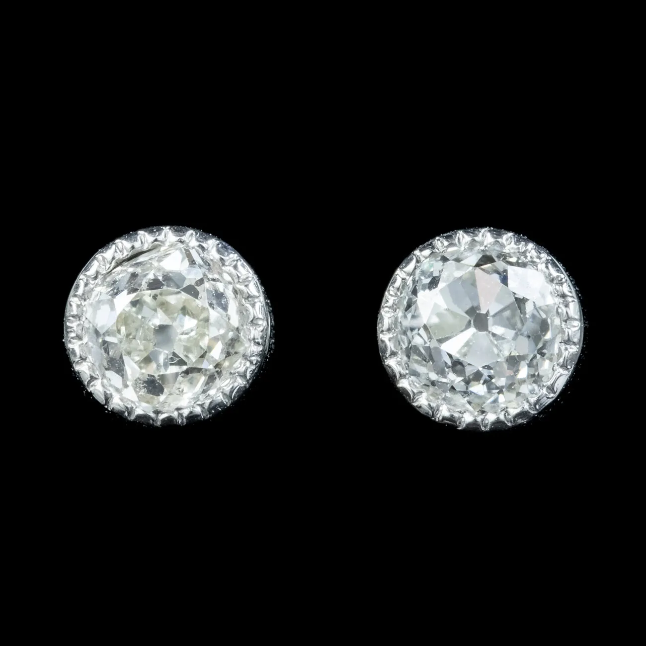 Antique Edwardian Diamond Solitaire Stud Earrings Platinum 0.50ct of Diamond