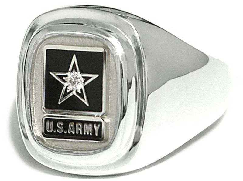 Army Classic Diamond Ring Sterling Silver