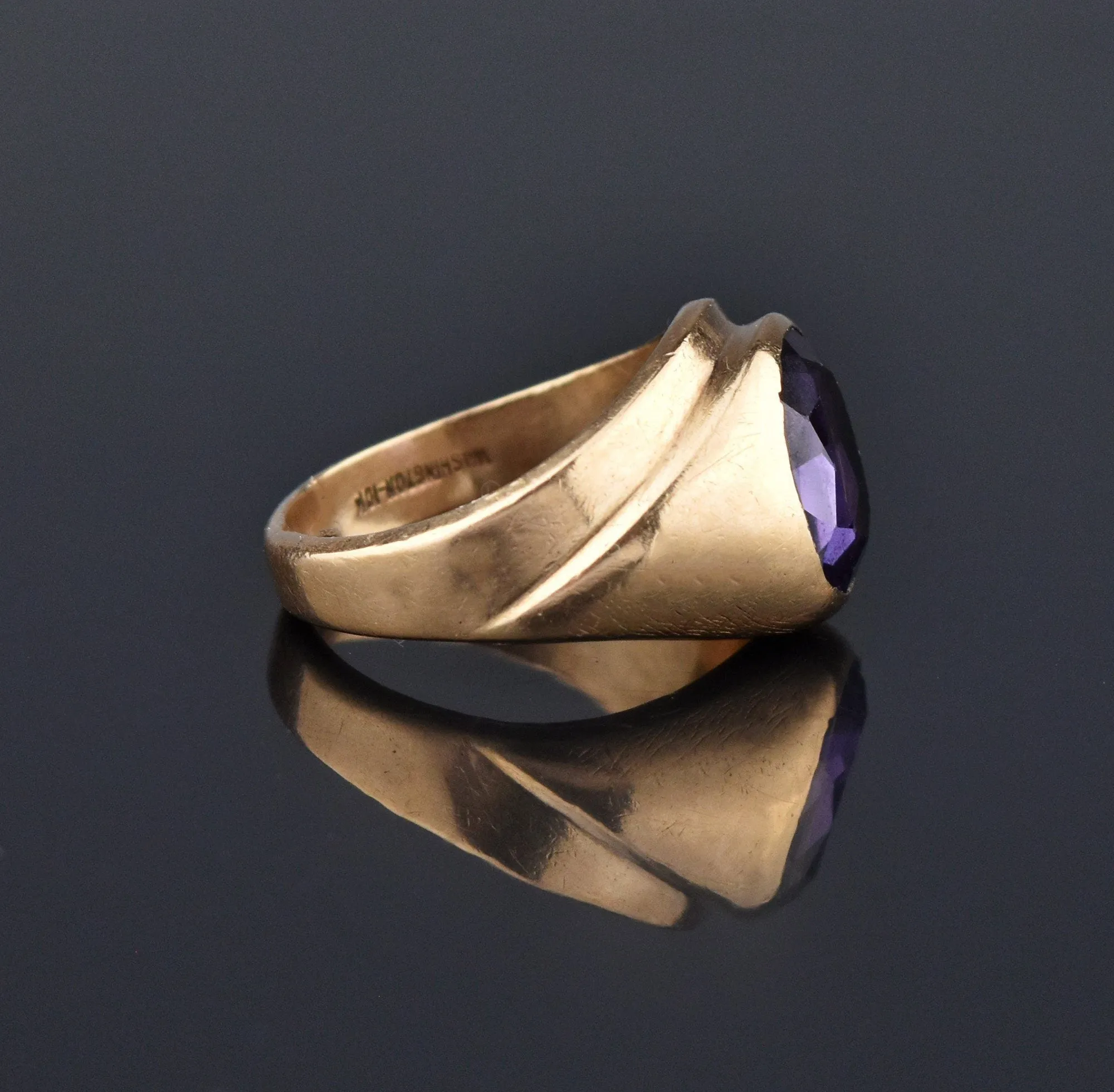 Art Deco Color Change Sapphire Signet Ring, Sz 8.25