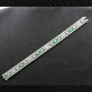 Art Deco Emerald & Diamond Estate Bracelet