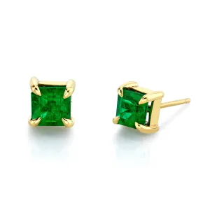 Asscher Cut Colombian Emerald Studs