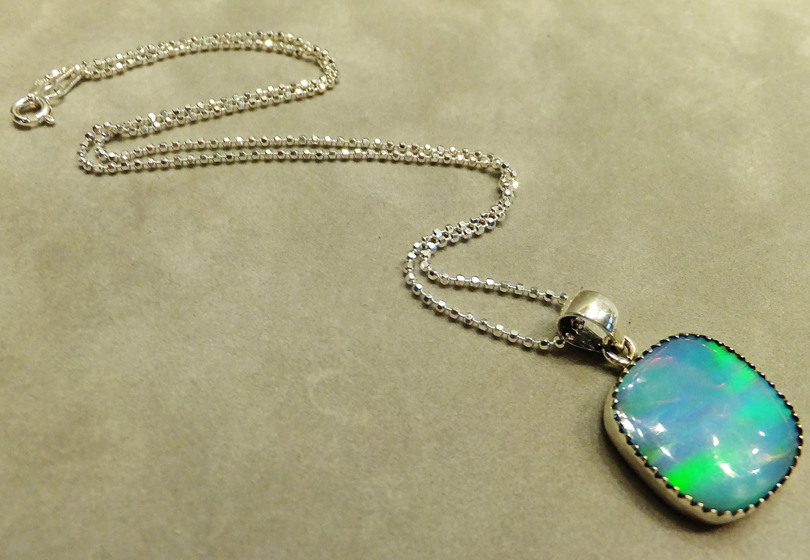 Aurora Opal Pendant Necklace