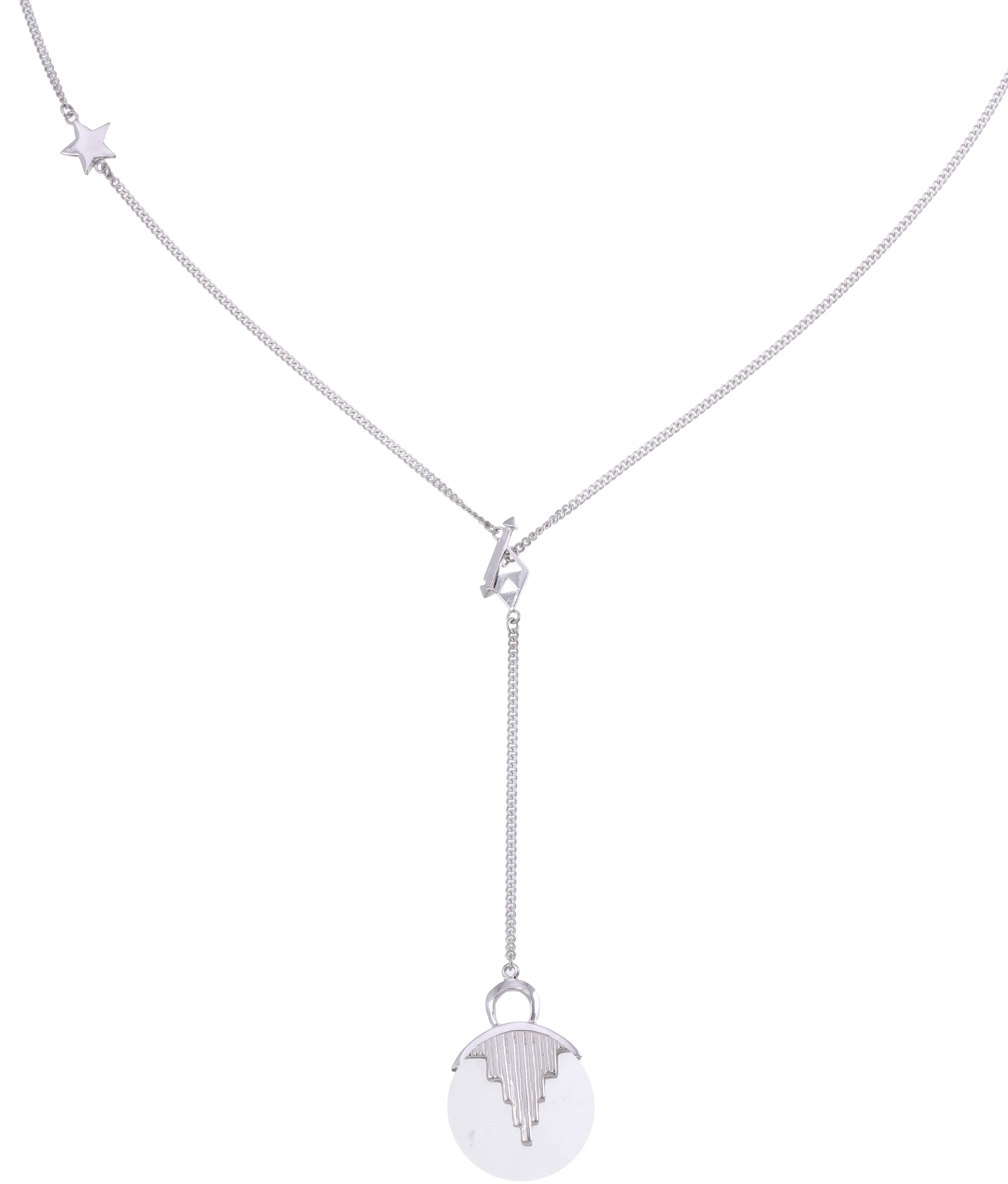 AURORA PENDULUM NECKLACE QUARTZ - LONG - SILVER