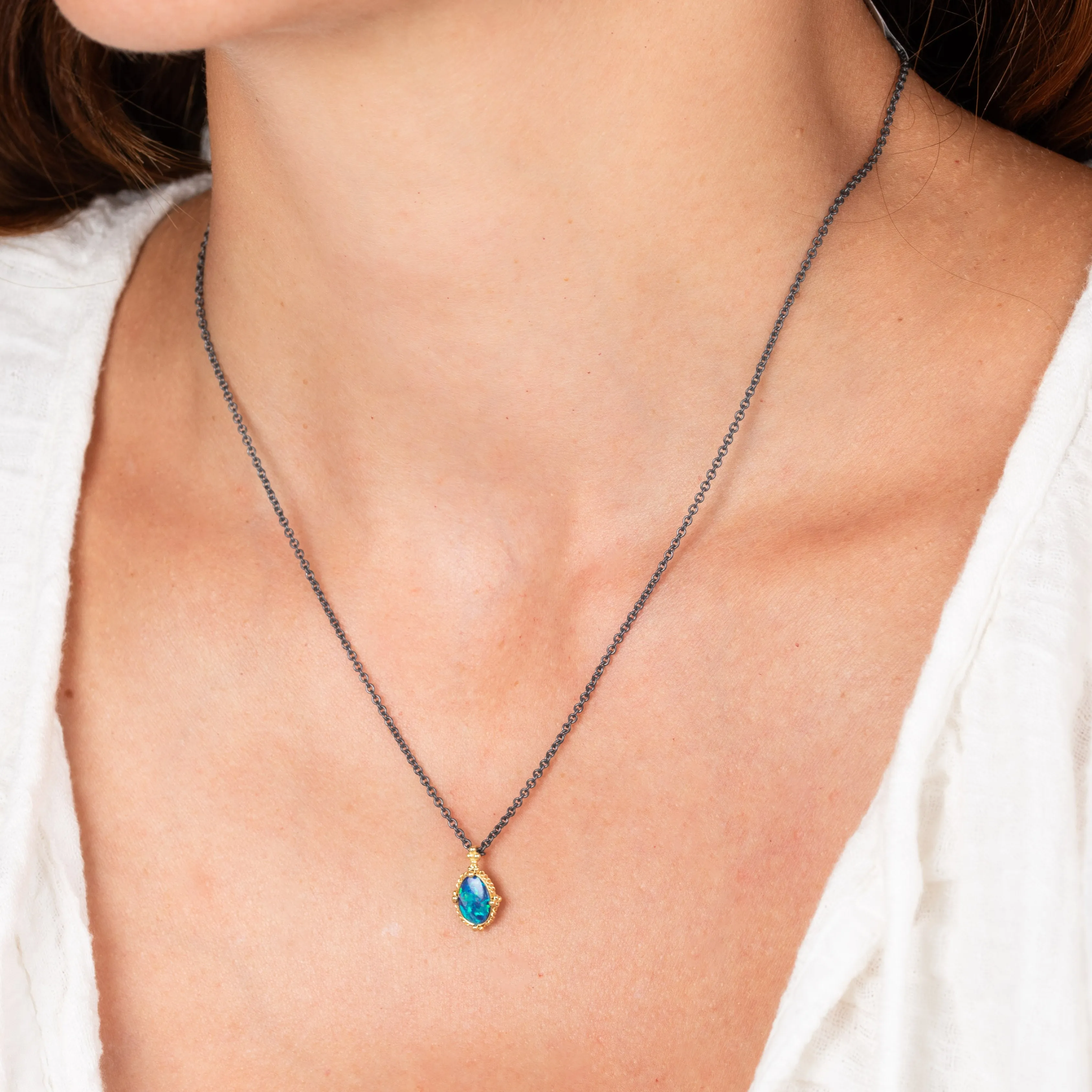 Australian Opal Oval Contrast Necklace