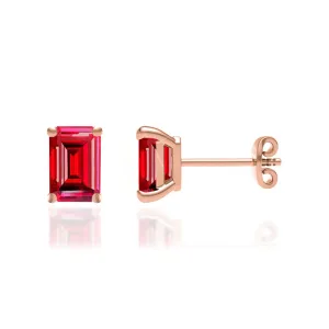 AVIANA - Emerald Ruby 18k Rose Gold Stud Earrings