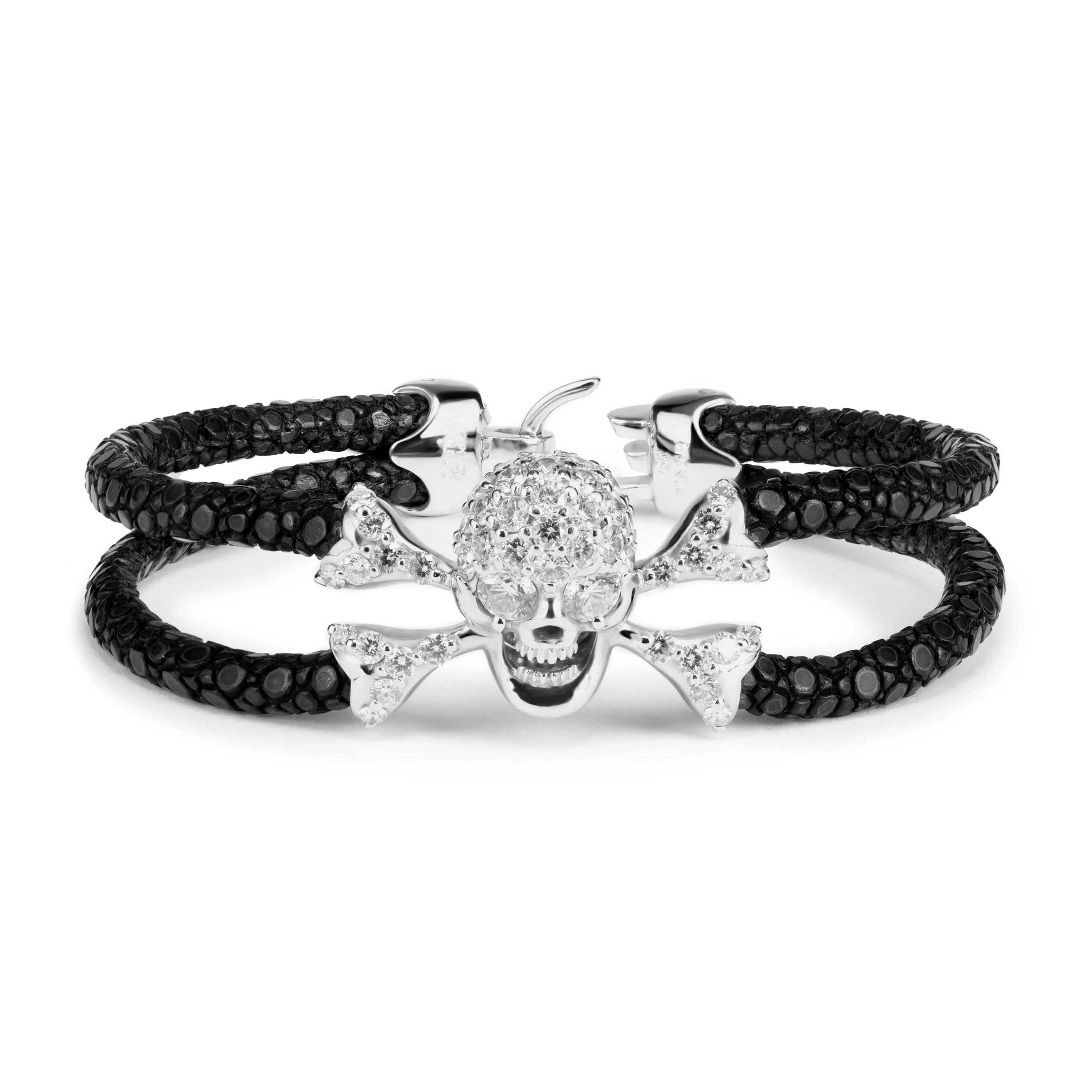 B477 18k White Gold Diamond Skull with Diamond Eyes | StingHD