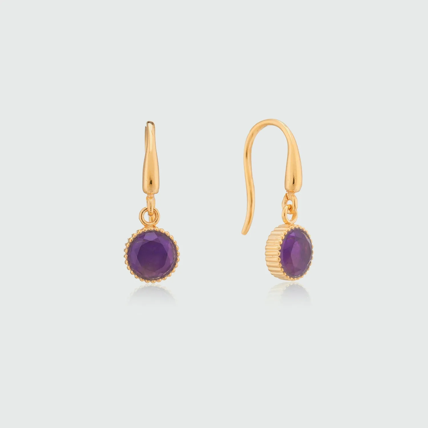 Barcelona February Amethyst Birthstone Hook Earrings