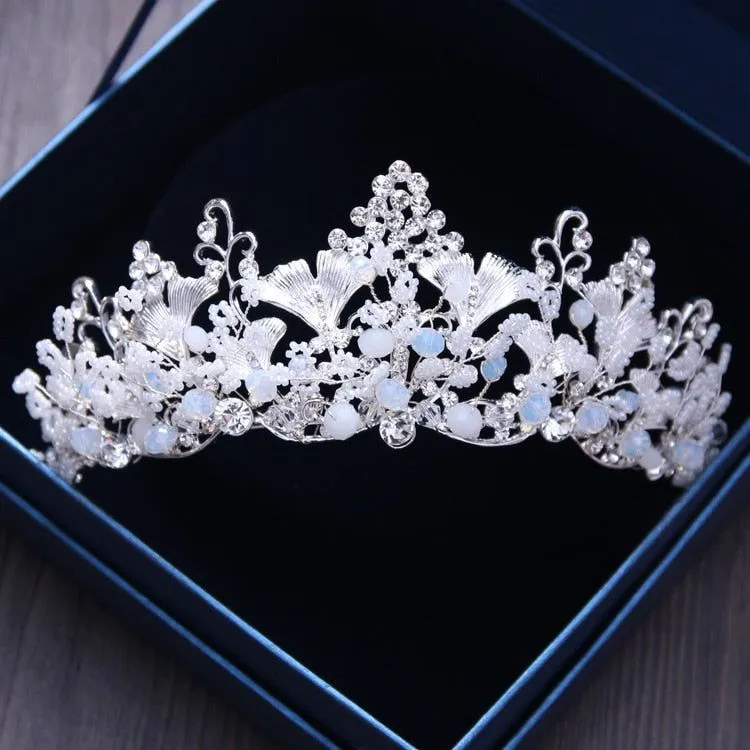 Baroque Vintage Silver or Gold Crystal Flowers Beads Tiaras