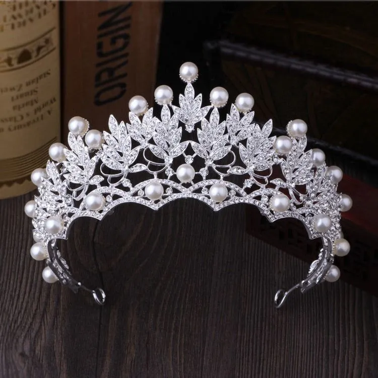 Baroque Vintage Silver or Gold Crystal Flowers Beads Tiaras