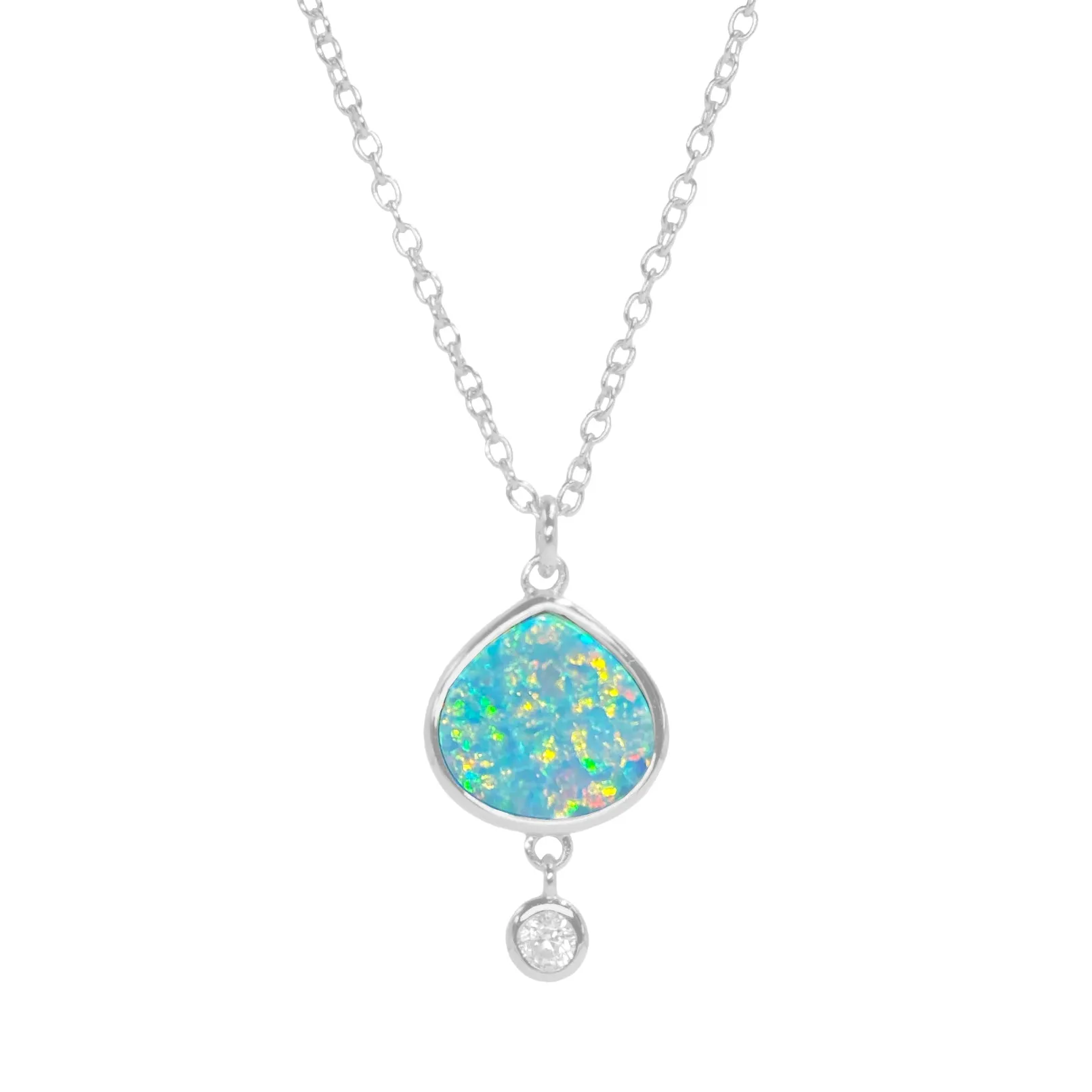 Best Friend - Green Opal Pear Necklace With Crystal Drop