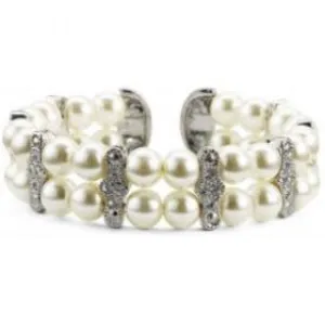 Bethanie White Pearl and Crystal Cuff Bracelet