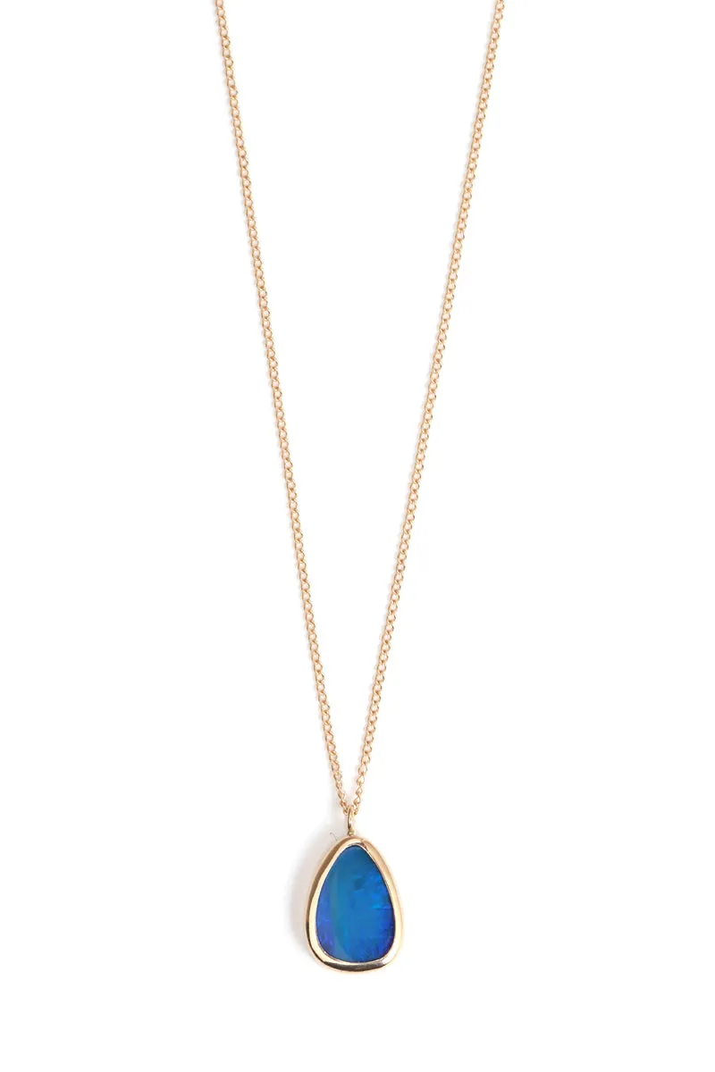 Bezel Set Freeform Opal Necklace