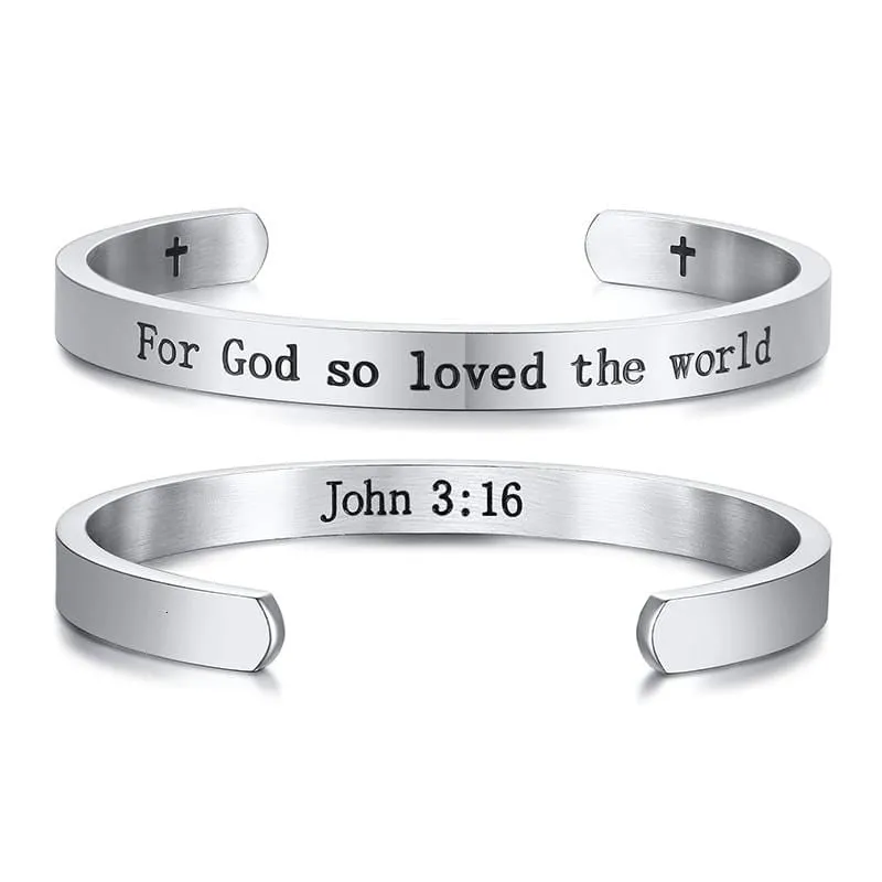 Bible Verse Bracelet <br> John 3:16 (Cuff)