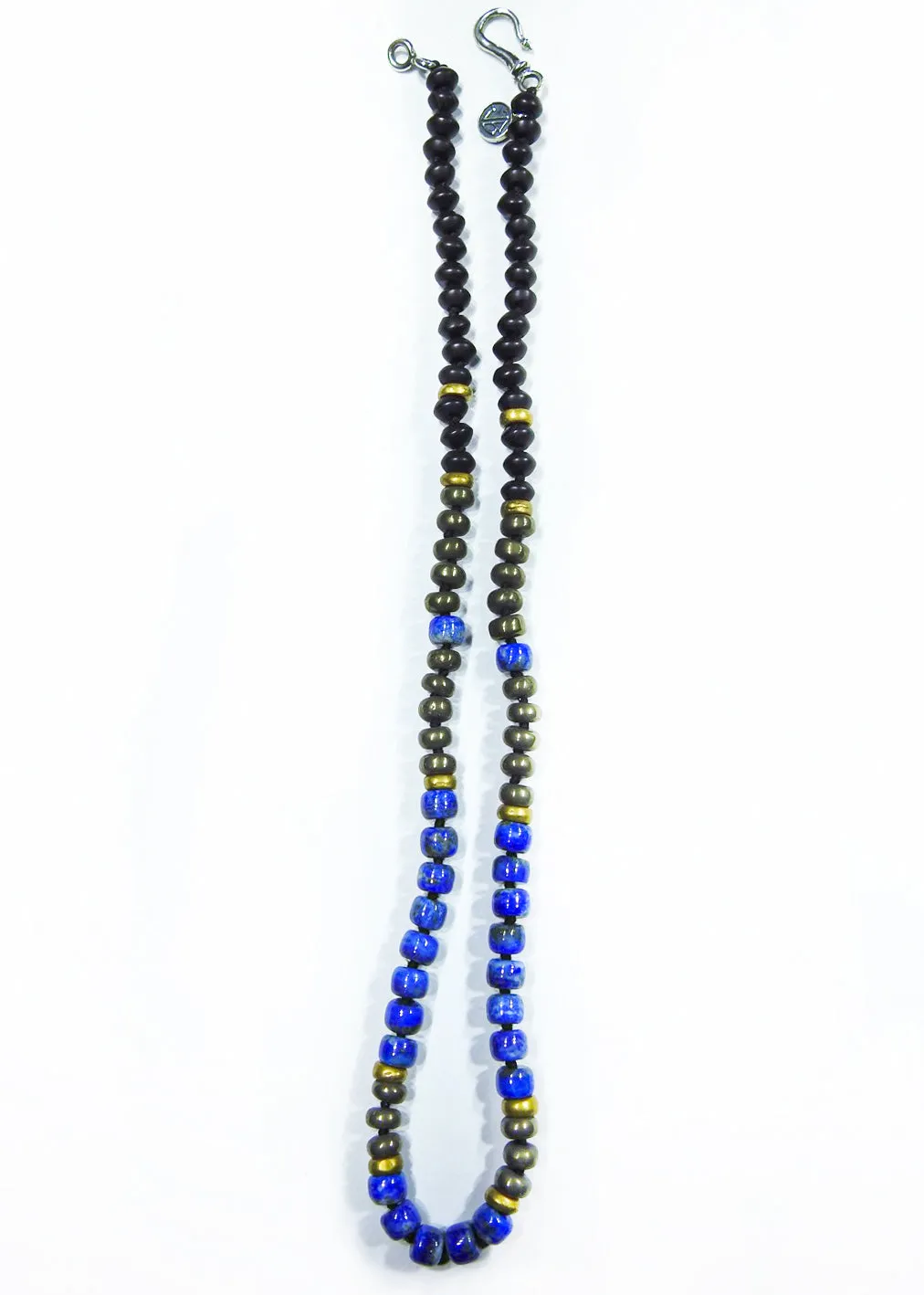 Black Onyx, Lapiz Lazuli and Pyrite "Midnight in Death Valley" Surf Necklace