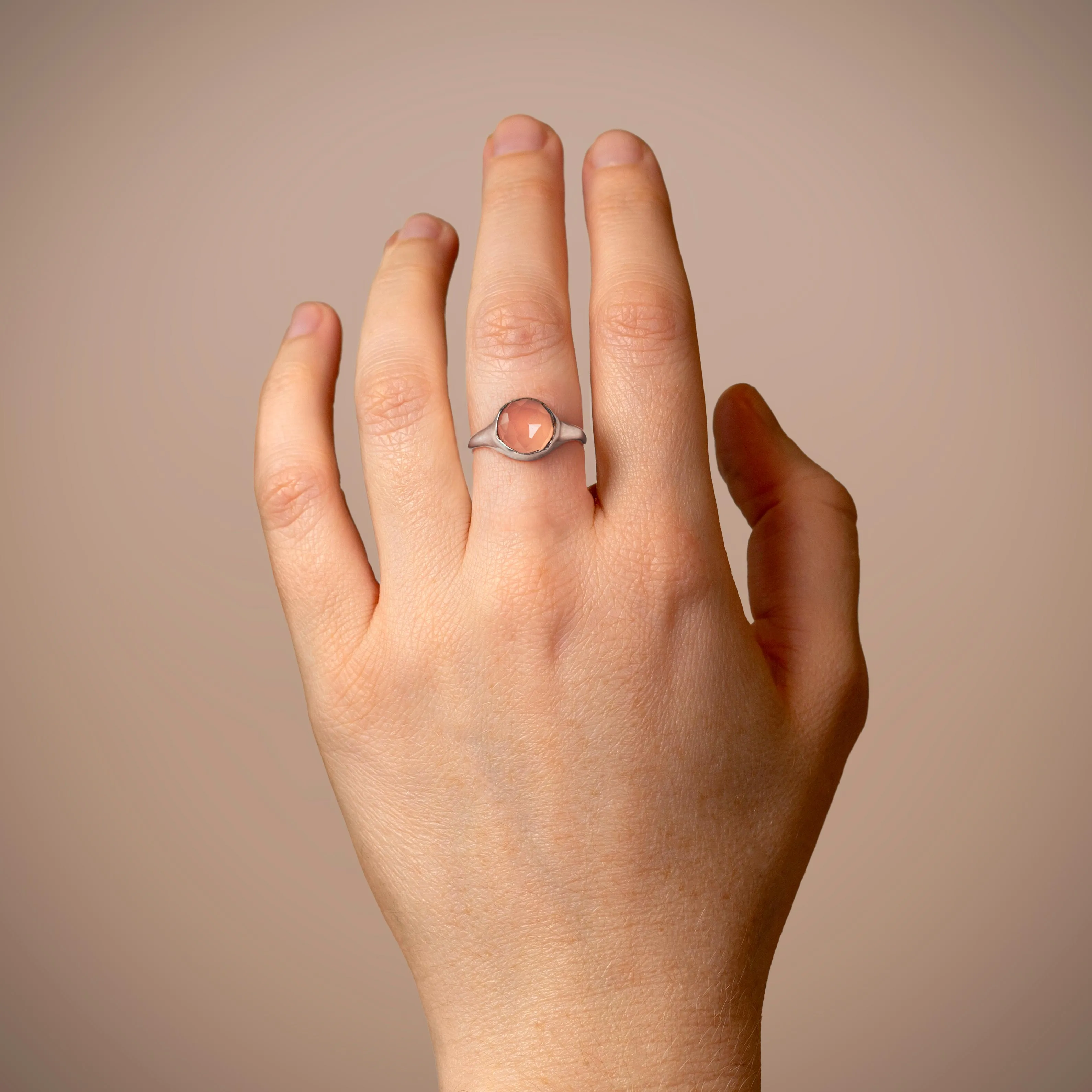 Black Onyx Large Faceted Stone Set Signet Ring