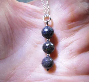 Black Opal Natural Faceted Gemstone Beads Pendant Necklace