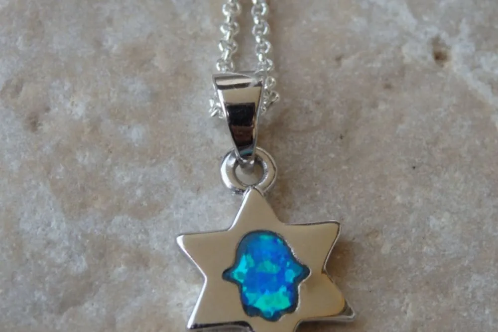 Blue Opal Hamsa Necklace