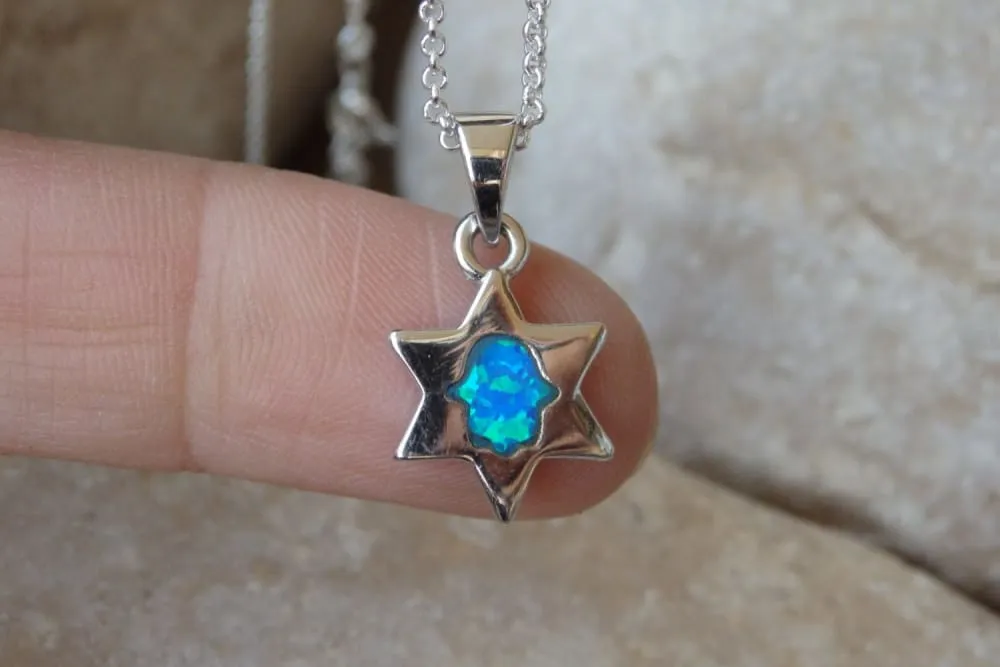 Blue Opal Hamsa Necklace