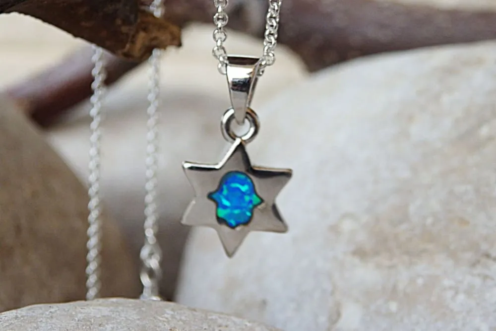 Blue Opal Hamsa Necklace