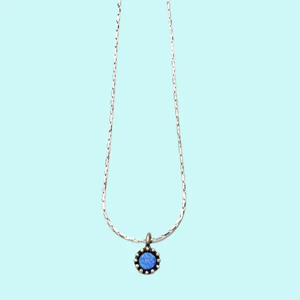 Blue Opal necklace sterling silver pendant