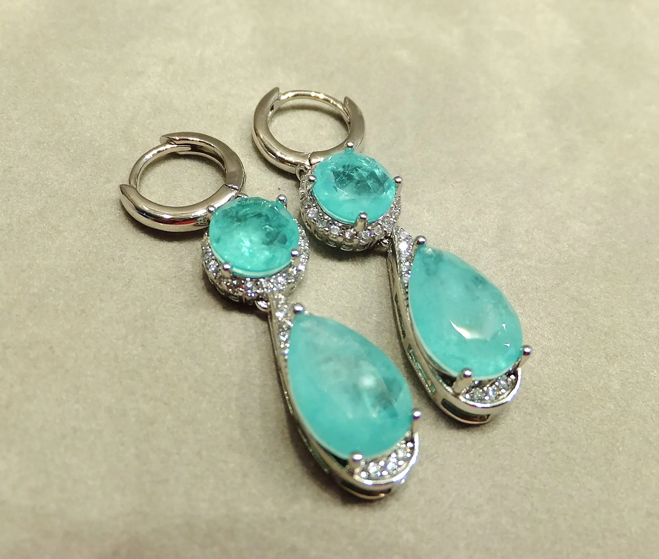 Blue Paraiba Tourmaline Teardrop Earrings